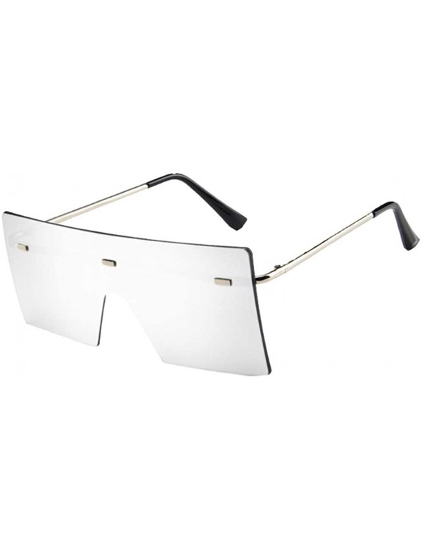 Oval 2020 New Oversized Square Sunglasses for Women Rimless Frame Candy Color Transparent Glasses - White - C0196SXLCGL $8.67