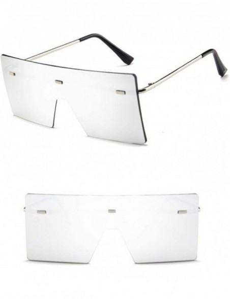 Oval 2020 New Oversized Square Sunglasses for Women Rimless Frame Candy Color Transparent Glasses - White - C0196SXLCGL $8.67