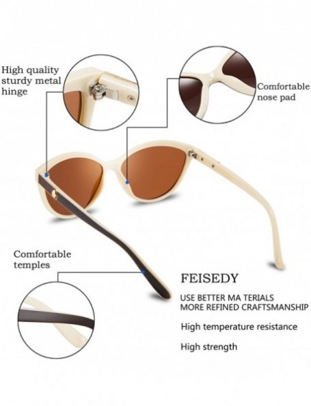 Cat Eye Classic Cateye Polarized Sunglasses for Women 100% UV Protection B2512 - Brown&ivory - CU18WC338YT $16.66