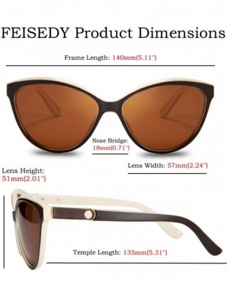 Cat Eye Classic Cateye Polarized Sunglasses for Women 100% UV Protection B2512 - Brown&ivory - CU18WC338YT $16.66
