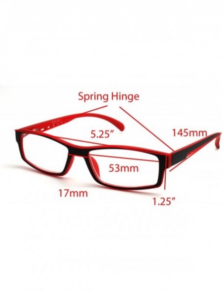 Rectangular Soft Matte Black w/ 2 Tone Reading Glasses Spring Hinge 0.74 Oz - Matte Black Red - C612C1Y0E7N $22.28