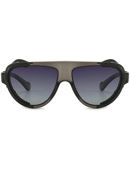Shield Classic Vintage Punk Style Polarized Sunglasses Leather Side Shield Brand Design Unisex Sun Glasses - Gray - CU18TY84I...