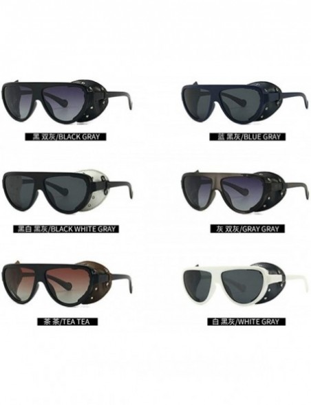 Shield Classic Vintage Punk Style Polarized Sunglasses Leather Side Shield Brand Design Unisex Sun Glasses - Gray - CU18TY84I...