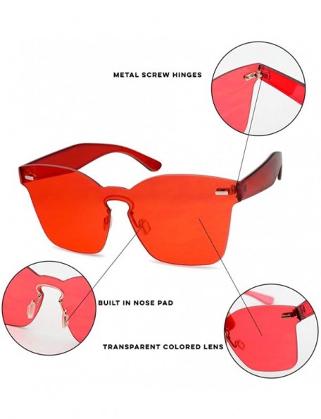 Rimless Colorful Bright Mono Block Frameless Bold Aesthetic One Piece PC Sunglasses - Grey - CX184AMKD3M $10.18