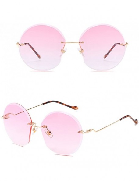 Sport Fashion Ocean Color Eyeglasses Metal Frame Sunglasses for Women Round Retro - Pink - C71808E4UCK $11.42