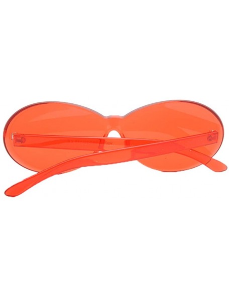 Oval Vintage Fashion Rimless Oval Sunglasses Frameless Colored Lens - Red - CS18QSOG5UT $11.01