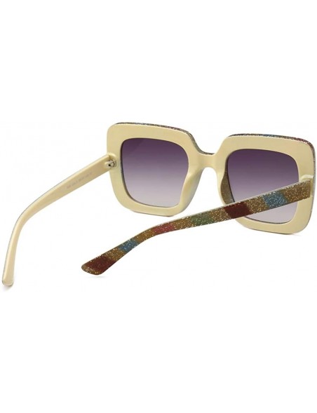 Square Women Oversized Sunglasses Luxury Square Sun Glasses For Ladies Decoration Gift - Yellow Gold - C018I9AXZ0I $14.12