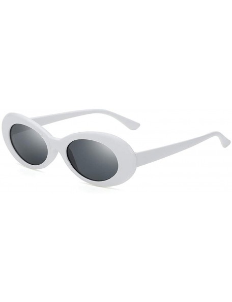 Round Clout Goggles Oval Mod Retro Vintage Sunglasses Round Lens（White） - CU199MZZTCW $8.22