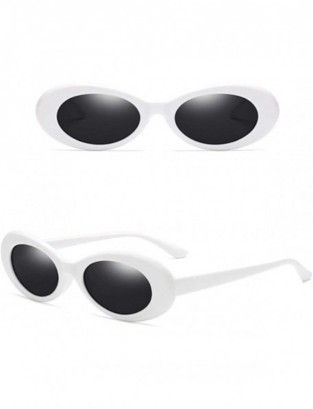 Round Clout Goggles Oval Mod Retro Vintage Sunglasses Round Lens（White） - CU199MZZTCW $8.22