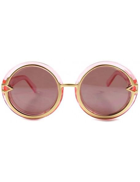 Round Round Womens Vintage Retro Fashion Sunglasses - Pink - CS18X4SDY70 $11.74