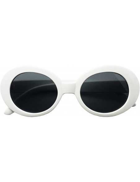 Oversized Colorful Oval Kurt Cobain Inspired Clout Goggles Mod Round Pop Fashion Nirvana Sunglasses - White - C217YZISHZX $12.45