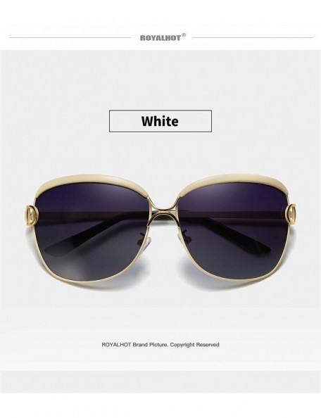 Sport Women Polarized Oversized Vintage Sunglasses Alloy Frame Female Sun Glasses Shades 60012 - White - C718X6KO678 $12.23