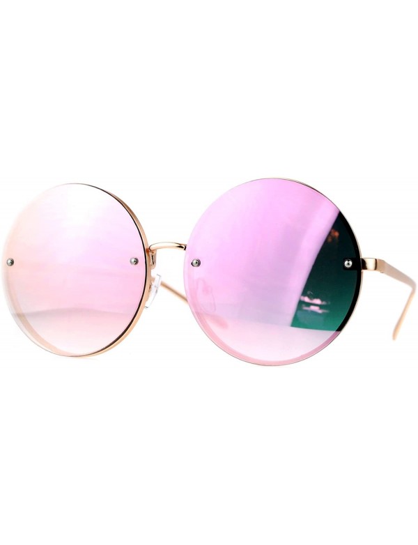 Oversized Super Oversized Round Sunglasses Womens Mirror Lens Back Metal Rims - Gold (Pink Mirror) - C6185WWCXYG $8.30