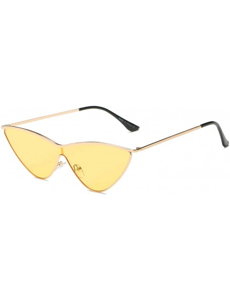 Goggle Women Fashion Retro Vintage Metal Cat Eye Sunglasses - Yellow - CN18WU94MWN $19.56