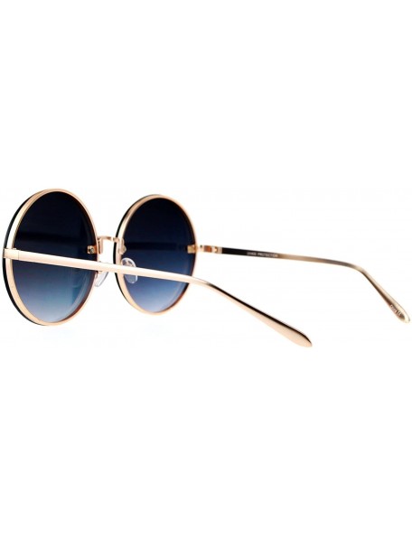Oversized Super Oversized Round Sunglasses Womens Mirror Lens Back Metal Rims - Gold (Pink Mirror) - C6185WWCXYG $8.30