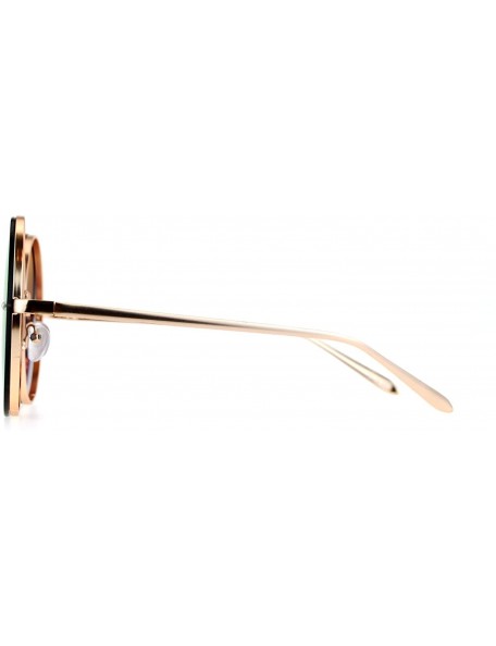 Oversized Super Oversized Round Sunglasses Womens Mirror Lens Back Metal Rims - Gold (Pink Mirror) - C6185WWCXYG $8.30