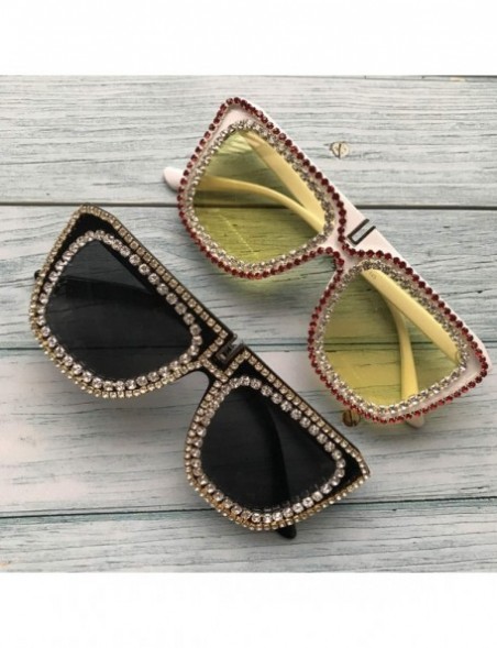 Round Big Men Sunglasses Square Shape Diamond Sun Glasses UV400 Oversized Nigt Vision Lens Eyeglass Oculos De Sol - CS198AHLN...