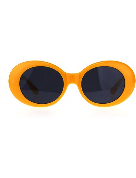 Oval Womens Mod Chic Retro Oval Round Plastic Sunglasses - Yellow - CW18C2TZ3RZ $21.13