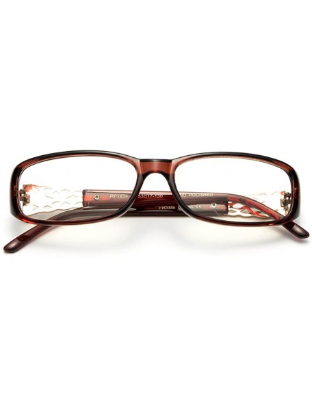 Oversized Womens Slim Fit Temple Design Metal Frame Clear Lens Glasses - Brown - CG11YN6NQMX $11.70