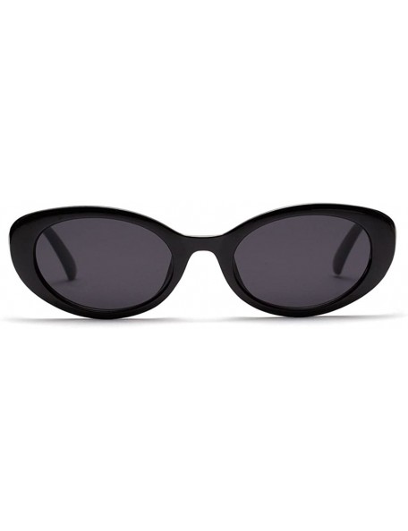 Round Oval Sunglasses Women 2018 Black Retro Vintage Round Sun Glasses Men UV400 Summer - Black - C818D5WKH2L $13.13