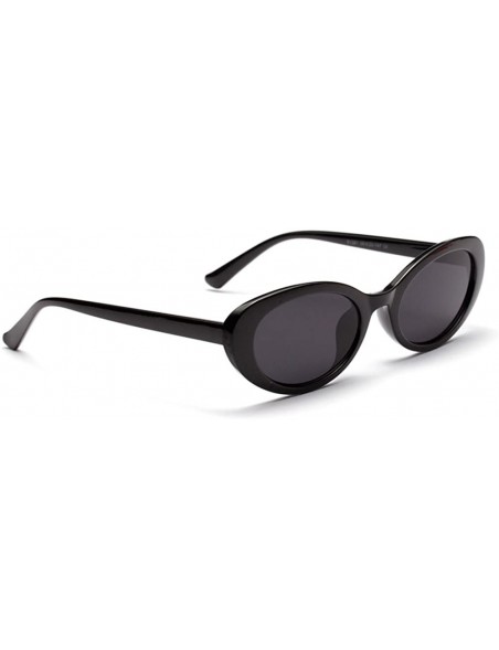 Round Oval Sunglasses Women 2018 Black Retro Vintage Round Sun Glasses Men UV400 Summer - Black - C818D5WKH2L $13.13