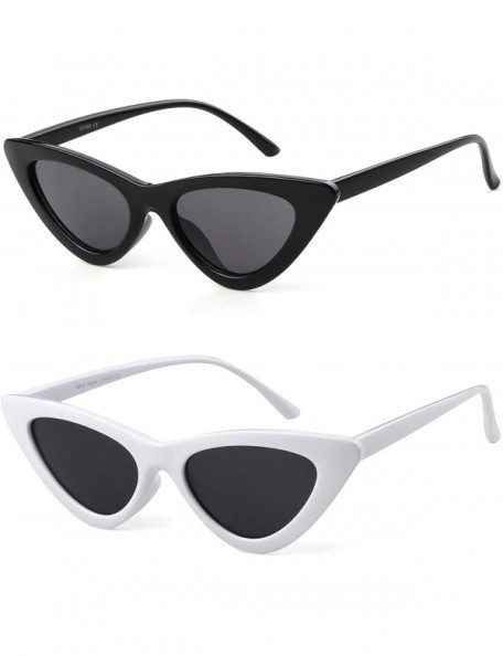 Goggle Cat Eye Sunglasses Vintage Mod Style Retro Kurt Cobain Sunglasses - Black+white - C518022038R $24.25