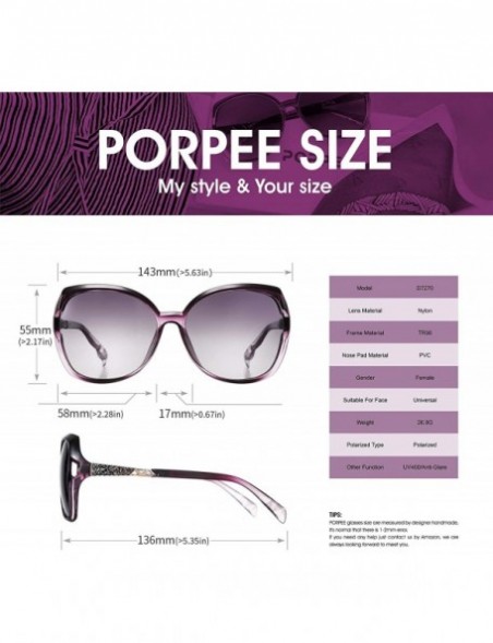 Oversized Sunglasses for Women - Polarized Eyewear with Retro Oversized Frame-UV400 Protection Nylon Lens-- Purple - CP18WX0K...