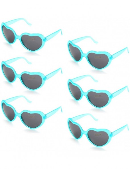 Rimless 6 Neon Colors Heart Shape Party Favors Sunglasses - Multi Packs - 6-pack Clear Blue - CA18GST392U $15.35
