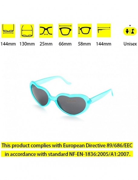 Rimless 6 Neon Colors Heart Shape Party Favors Sunglasses - Multi Packs - 6-pack Clear Blue - CA18GST392U $15.35