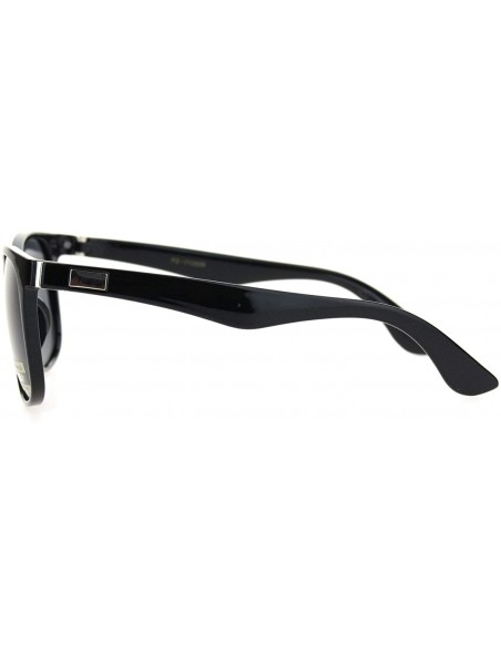Rectangular Polarized Mens Elegant Mod Horn Rim Designer Fashion Sunglasses - Shiny Black - CB18OK0M3YC $15.18
