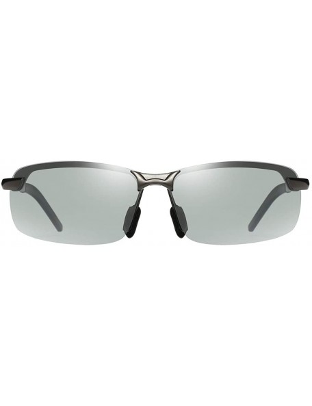 Rectangular Polarized Sunglasses Driving Photosensitive Glasses Color changing sunglasses - Black - CE18SS9047Y $51.27