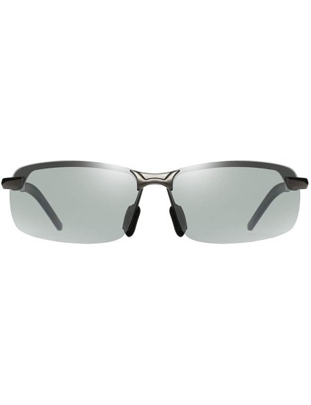 Rectangular Polarized Sunglasses Driving Photosensitive Glasses Color changing sunglasses - Black - CE18SS9047Y $23.85