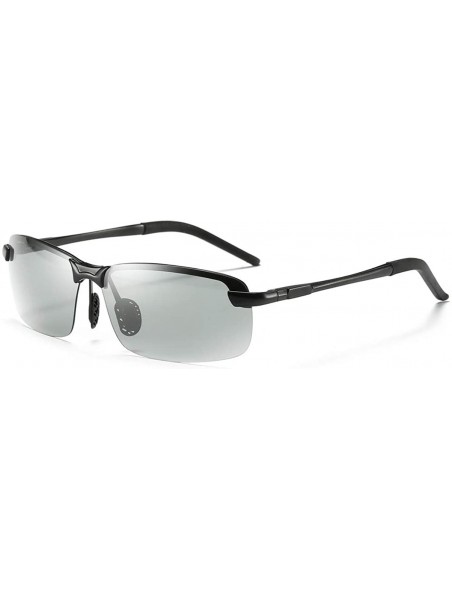 Rectangular Polarized Sunglasses Driving Photosensitive Glasses Color changing sunglasses - Black - CE18SS9047Y $23.85