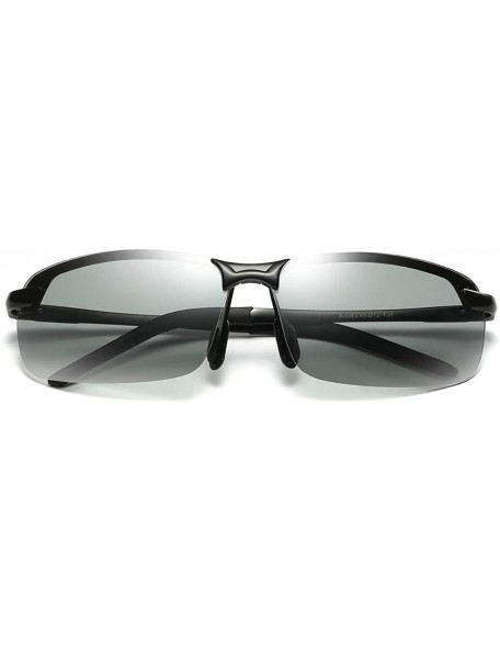 Rectangular Polarized Sunglasses Driving Photosensitive Glasses Color changing sunglasses - Black - CE18SS9047Y $23.85