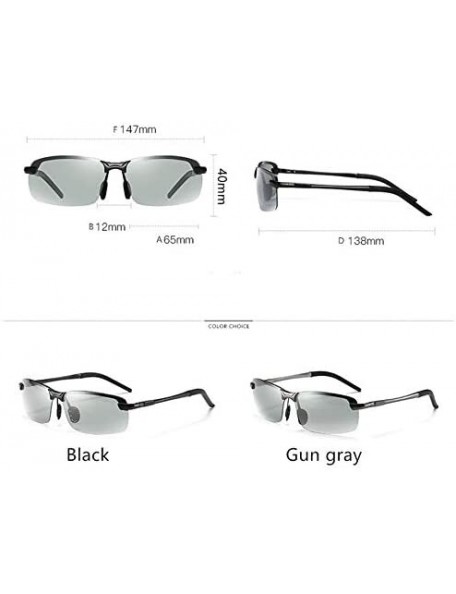 Rectangular Polarized Sunglasses Driving Photosensitive Glasses Color changing sunglasses - Black - CE18SS9047Y $23.85