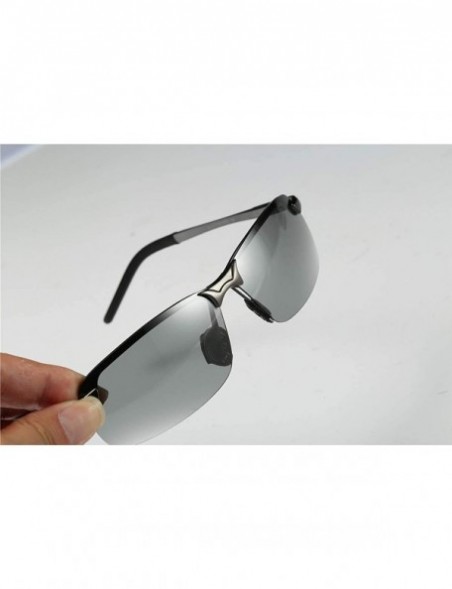 Rectangular Polarized Sunglasses Driving Photosensitive Glasses Color changing sunglasses - Black - CE18SS9047Y $23.85