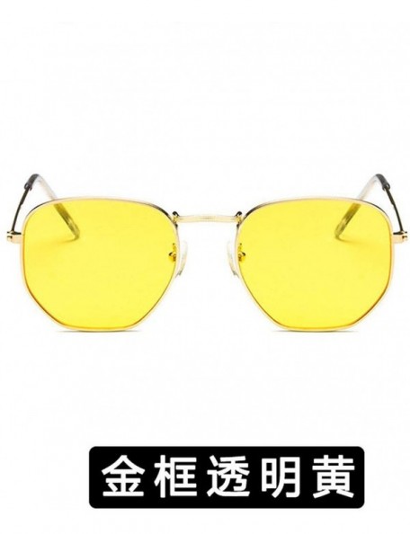 Square Women Retro Polygonal Tinted Color Lens Sunglasses Cute Sexy Eye Vintage Pink Lenses Square Sun Glasses - Yellow - C91...