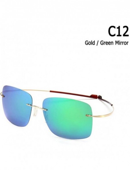 Goggle Rimless Square Titanium Sunglasses Men Ultralight Driving Design Sun Glasses - C12 - C518Y7G2Y6K $26.80