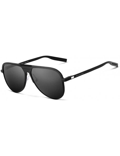 Oversized Classic Aviator Polarized Sunglasses UV Mirrored Lens Aluminum Frame - Black & Gray - CY182DOAQCS $12.32