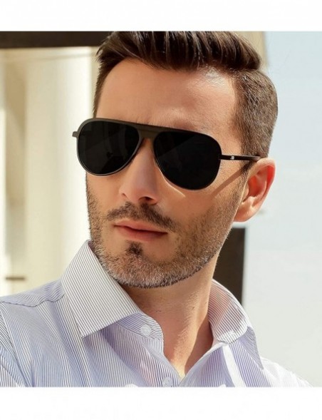 Oversized Classic Aviator Polarized Sunglasses UV Mirrored Lens Aluminum Frame - Black & Gray - CY182DOAQCS $12.32