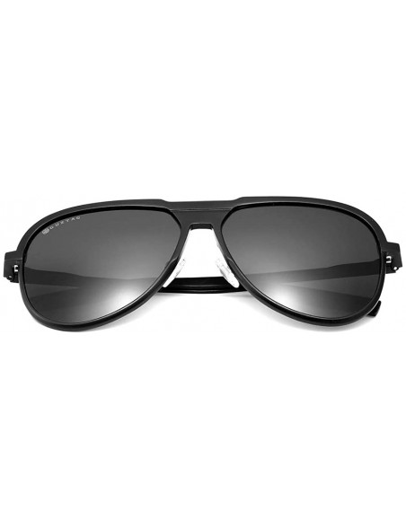 Oversized Classic Aviator Polarized Sunglasses UV Mirrored Lens Aluminum Frame - Black & Gray - CY182DOAQCS $12.32