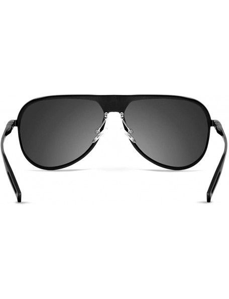 Oversized Classic Aviator Polarized Sunglasses UV Mirrored Lens Aluminum Frame - Black & Gray - CY182DOAQCS $12.32