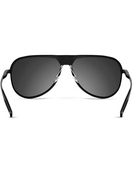 Oversized Classic Aviator Polarized Sunglasses UV Mirrored Lens Aluminum Frame - Black & Gray - CY182DOAQCS $12.32