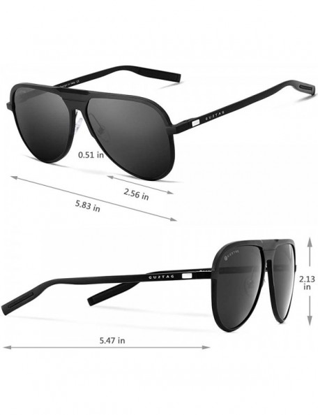 Oversized Classic Aviator Polarized Sunglasses UV Mirrored Lens Aluminum Frame - Black & Gray - CY182DOAQCS $12.32