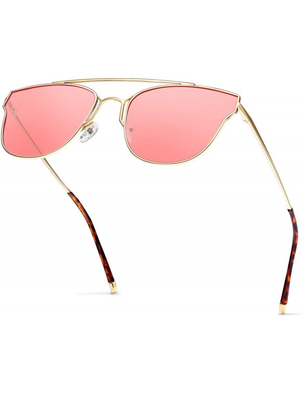 Aviator Cateye Oversized Flat Polarized Sunglasses for Women - Tinted UV400 Sun Glasses Fashion Women KU1947 - C118NS2W3X0 $9.90