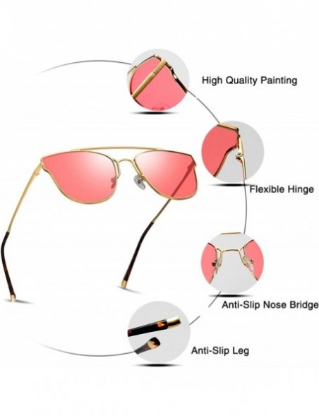 Aviator Cateye Oversized Flat Polarized Sunglasses for Women - Tinted UV400 Sun Glasses Fashion Women KU1947 - C118NS2W3X0 $9.90