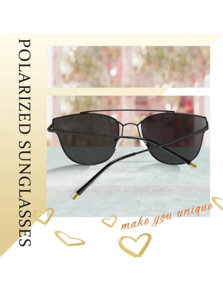 Aviator Cateye Oversized Flat Polarized Sunglasses for Women - Tinted UV400 Sun Glasses Fashion Women KU1947 - C118NS2W3X0 $9.90