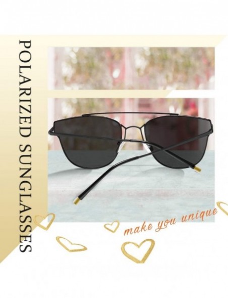 Aviator Cateye Oversized Flat Polarized Sunglasses for Women - Tinted UV400 Sun Glasses Fashion Women KU1947 - C118NS2W3X0 $9.90