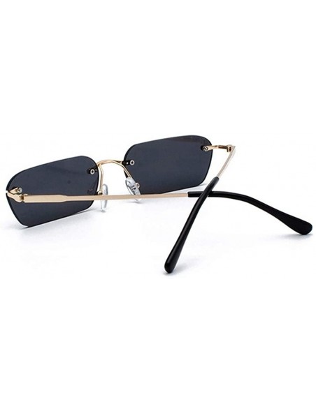Oversized Retro Rectangle Sunglasses Women Small Rivet Rimless Lens UV Protection for Small Face - C3 Gold Red - C8190HEHQQ0 ...