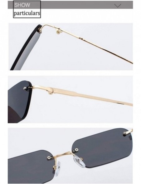 Oversized Retro Rectangle Sunglasses Women Small Rivet Rimless Lens UV Protection for Small Face - C3 Gold Red - C8190HEHQQ0 ...